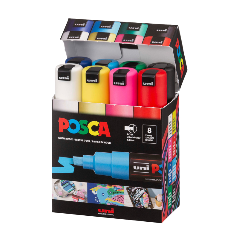 Posca 8K Broad Basic Colors Pack of 8