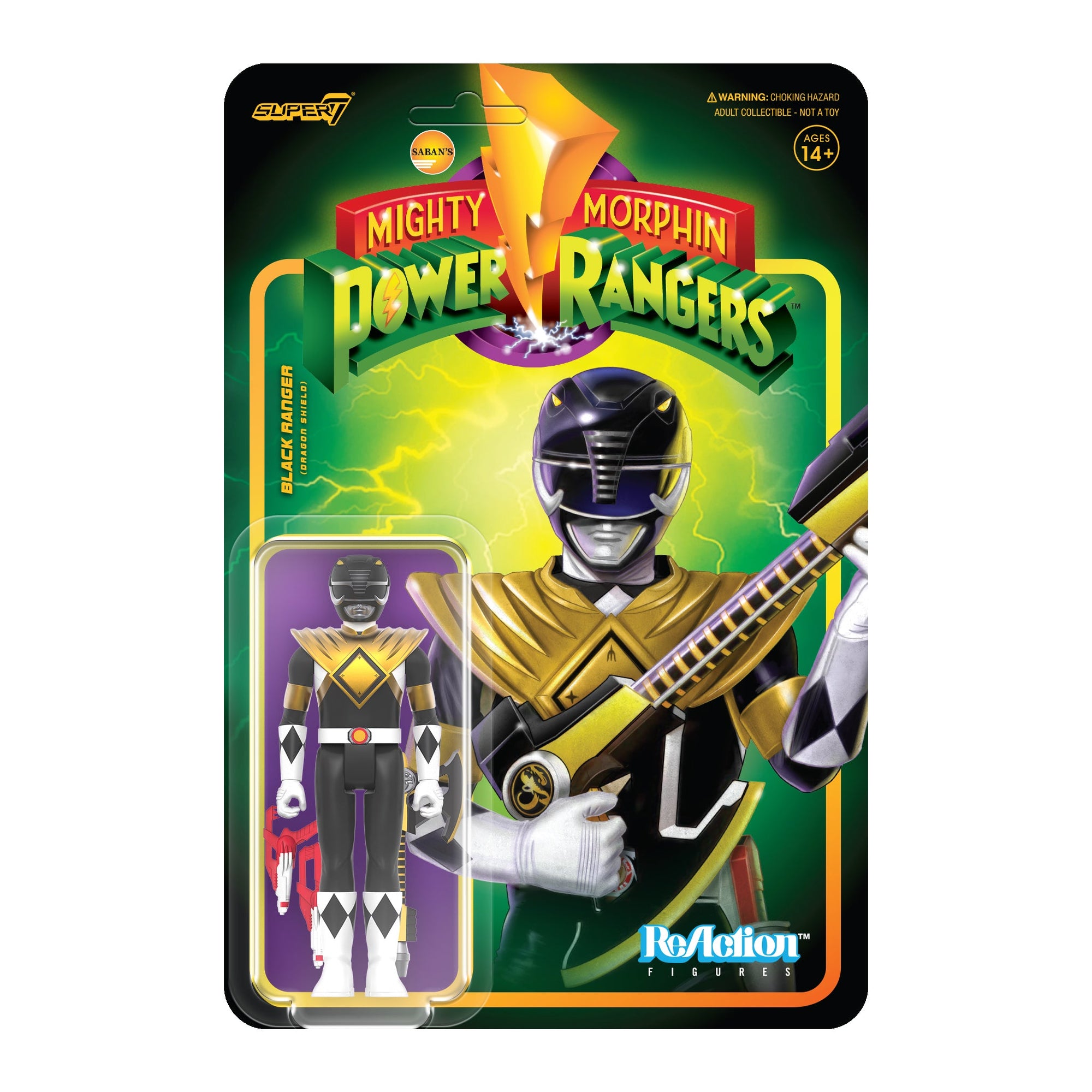 Black Ranger (Dragon Shield) - Mighty Morphin Power Rangers Reaction Figure Wave 4 by Super7