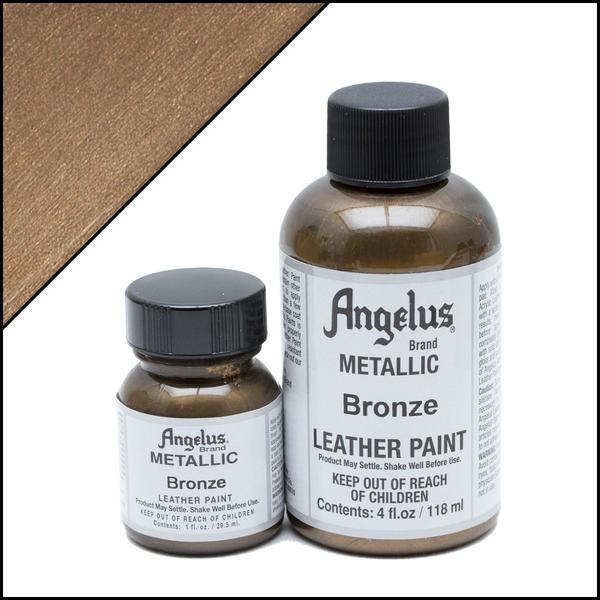 Angelus Acrylic Leather Paint Silver Metallic 1oz and 4oz Bottles /  Metallic Leather Paint 