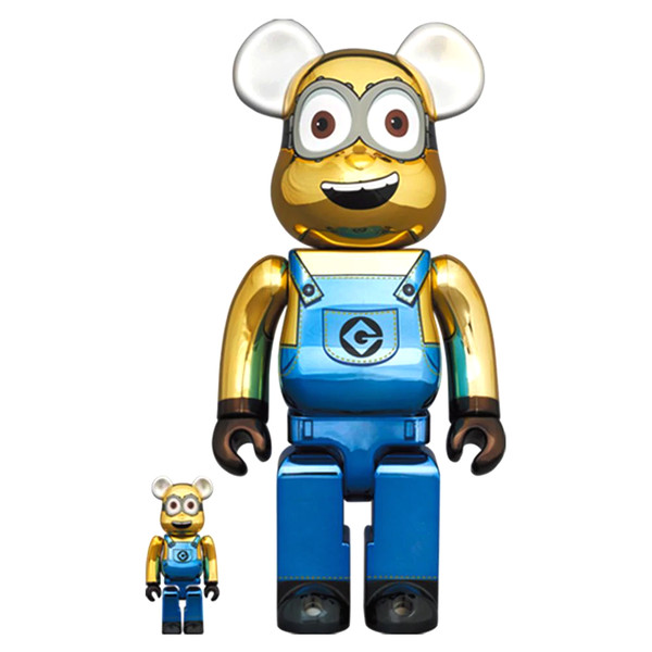 Dave - Minions Chrome Version - 400% & 100% Bearbrick by Medicom